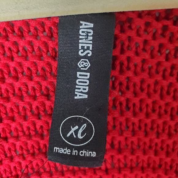 Agnes & Dora Womens Red Boyfriend Cardigan VNeck Cable Knit Button Front Size XL - Picture 4 of 4